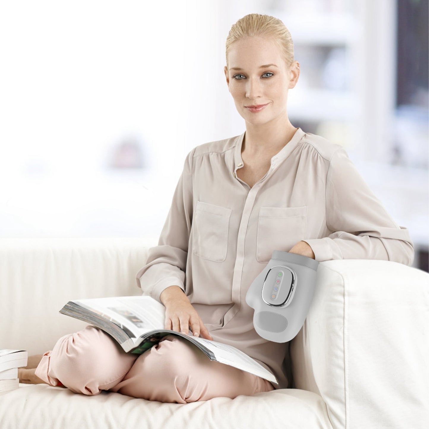 1Pc Hand Massager With Heat Compression Cordless Hand Massager For Arthritis Carpal Tunnel With 3 Modes 3 Heat Levels 5 Intensity Levels Disposable Gloves Finger Massager Carry Bag